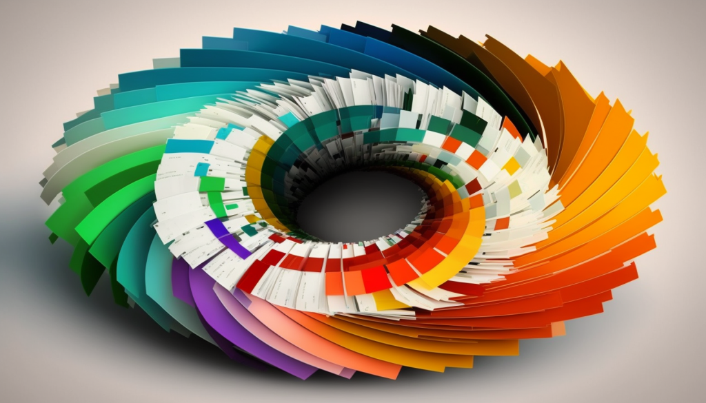 colorful xps to pdf documents in circle